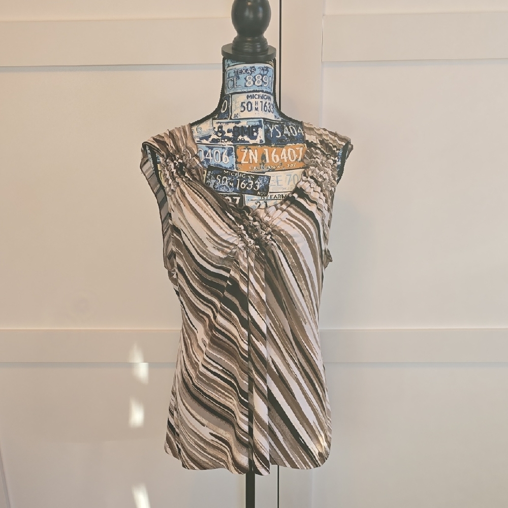 Apostrophe Brown and White Striped Blouse